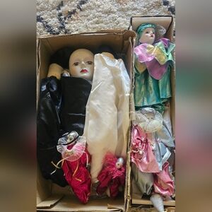 Vintage Porcelain Jester Dolls x5